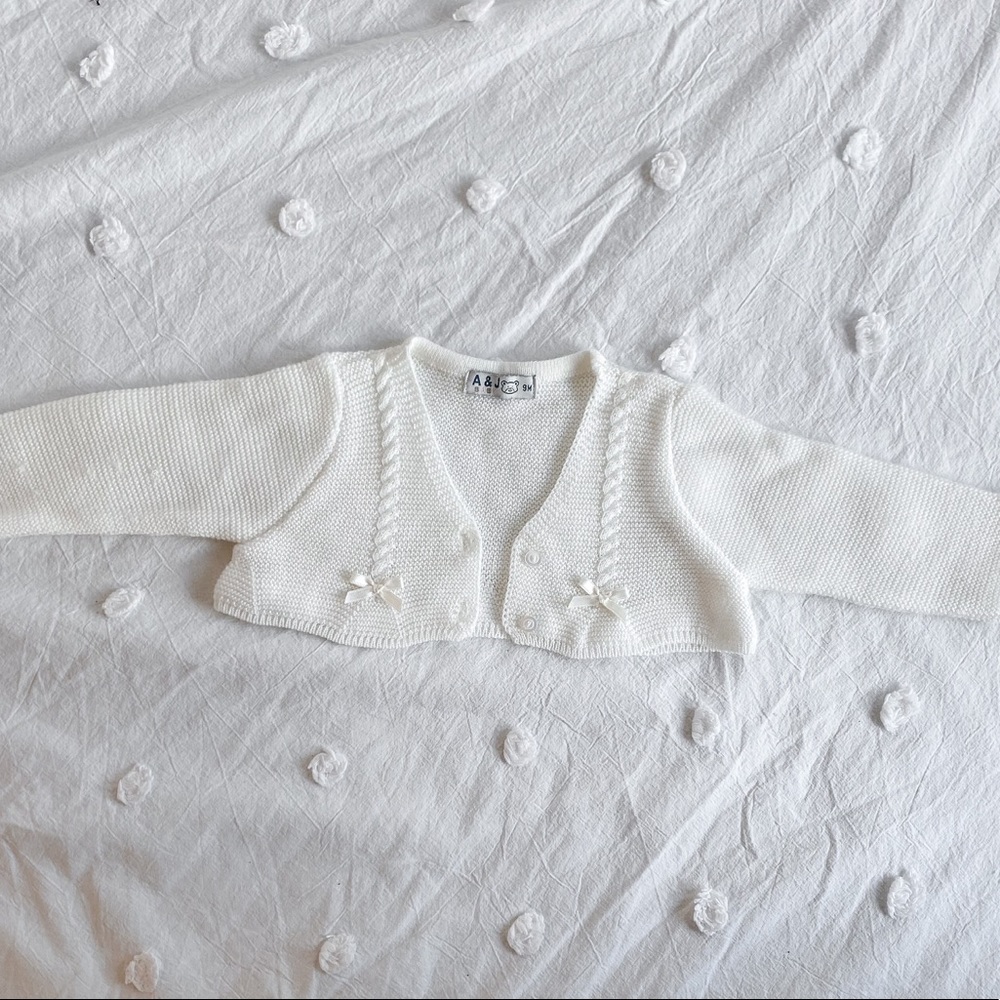 Cropped white cardigan